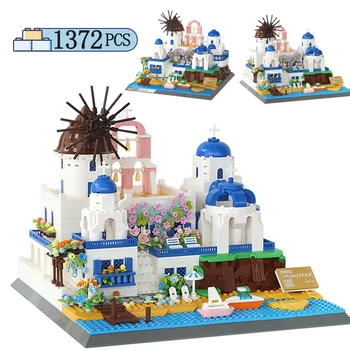 1372 kom. mini-kocke, poznata gradska arhitektura, otok, model luksuzne kuće, blokovi, cigle, edukativne igračke za djecu, poklone