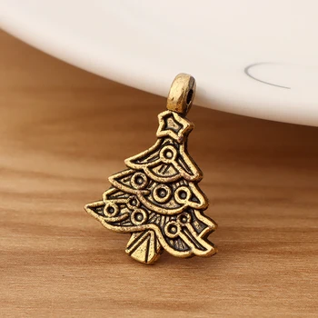 20 komada antičkog zlatne boje Privjesci u obliku božićnog drvca, kuglice za ogrlicu, narukvicu, pribor za izradu nakita svojim rukama