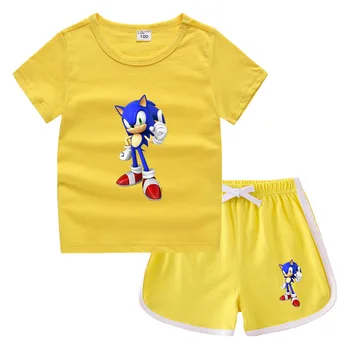 2023, ljetna dječje majica okruglog izreza Sonic, vruće hlače, korejski trendy i casual kit košulje, najbolji poklon