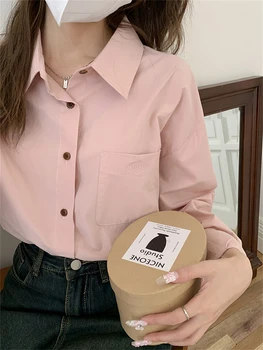 2023 Nova rana jesen ženska japanski prigradski slobodna univerzalni majica sa vezenim džep sa slovima i dugi rukav