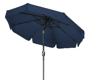 7 ' Plava luksuzni kišobran za vrt na solarne baterije s led pozadinskim osvjetljenjem s nazubljenog ruba
