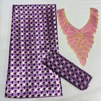 Afrička satin tkanine, svilene tkanine, komplet od шифонового marama i vratnog je matična ploča, visoka kvaliteta, 4 + 2 metra