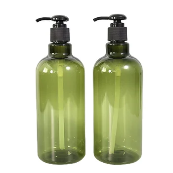 Ambalaža Prazna plastična prozirna zelena boca od 500 ml s okruglog наплечником iz PAT-crne losion, pumpa za losion, za višekratnu upotrebu kozmetički kontejner 10 komada