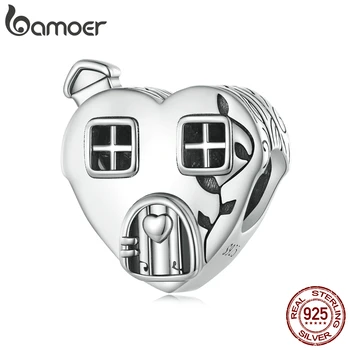 Bamoer, 925 sterling srebro kuća, obiteljske perle, privjesci u obliku srca, za žene, narukvica, uradi sam, nakit, BSC871