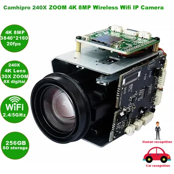 CamhiPro 4K 8MP 240X zoom Wifi bežična IP Kamera sa auto iris P2P ONVIF sony IMX415 WIFI SD 256GB IP Kamera