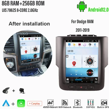 Clunko Za Dodge RAM 2011-2019 Android Auto Radio Stereo Ekran Tesla Media Player Carplay Auto 8G + 256G 4G WIFI Bluetooth