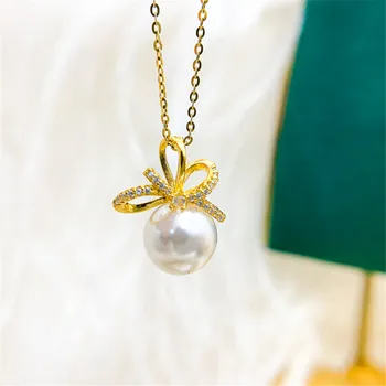 DIY bisera mali pribor za ovjes od srebra S925 uzorka, prazan držač, zlatno srebrna ogrlica, privjesak s perlicama 10-15 mm