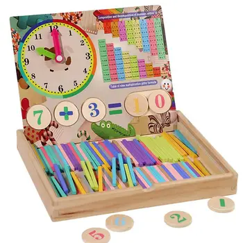 Dječje ploča za crtanje, igračke Montessori, igračaka za predškolski računa, drveni matematički igračka, štapići, igračka za izračunavanje brojeva sa satom