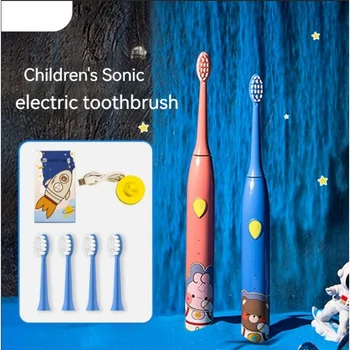 Dječje zvučna električna četkica za zube s USB-indukcija punjenja IPX7, vodootporan dječje četkice za zube mekom četkicom