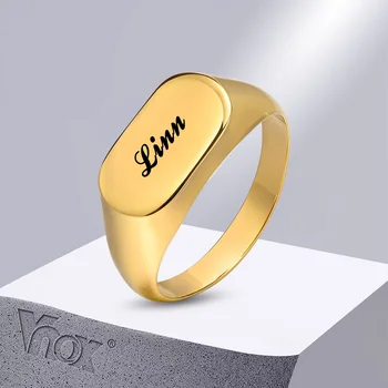 Donje prsten pečatni na red od Vnox, pozlaćena narukvica na prst od nehrđajućeg čelika sa ravnim krovom, personalizirane fin nakit