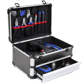Dvostruka kutija za alat od aluminijske legure, kofer za alat s povucite spremnik, višenamjenski organizator za alat, kutije za pohranu polaznika
