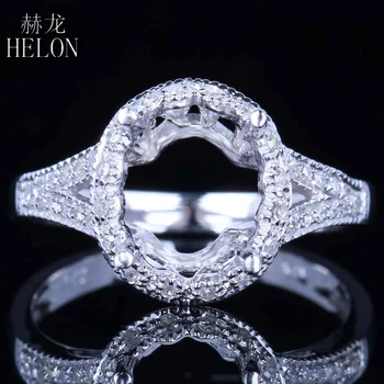 HELON Solid 14K 10K Bijelo zlato sa prirodnim dijamant, ženski nakit, полумонтажное zaručnički prsten, okvira, ovalni izrez 10x8 mm