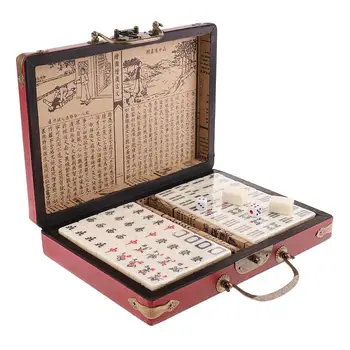 Kineski mahjong igre sa drvenom kutijom 9x6x2 inča (23x16,2x4,5)