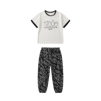 Komplet odjeće Harlan za djevojčice, koji se sastoji od 2 predmeta, majica okruglog izreza i kratkim rukavima i duge hlače za djecu 5-16 godina