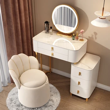 Ladice toaletnog stolova za šminkanje, luksuzni stolica za spavaće sobe, ogledalo s led pozadinskim osvjetljenjem, toaletni stol od drveta, luksuzni namještaj za spavaće sobe