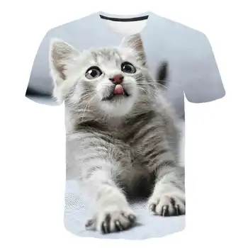 Majica sa slikom mačke i životinje, Ljetne Dječje majice s kratkim rukavima i likovima iz Crtića za Dječake i Djevojčice, Dječje t-Shirt, Odjeća po cijeloj površini