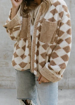 Moderan ženski zimski kaput, topla odjeća 2023, svakodnevno, besplatno izrezati, плюшевое, u kavezu, kaput na munje s dugim rukavima, vanjska odjeća
