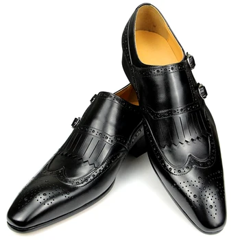 Muške cipele od bičevati s gornjim slojem, uspješna luksuznu obuću sa oštrim vrhom, talijanski dizajn vjenčanje ured za muške cipele od prirodne kože