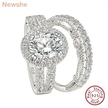 Newshe Berba 4 karatni ovalni dijamant rez, 5A kubni cirkon, skup vjenčano prstenje za žene, čvrsta svadbeni nakit od 925 sterling srebra