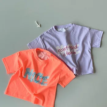 Novo Dječje Ljeto Casual majica s буквенным po cijeloj površini za Djevojčice, majica s kratkim rukavima za dječaka, Dječje Pamučne Modni Vrhovima, Baby Pamučne Besplatne Majice