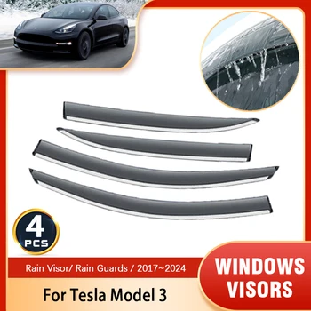 Prozor štitnik od kiše za Tesla model 3 2018 ~ 2023 2022 2021 auto deflectors vjetrobranskog stakla od kiše, pribor za završnu obradu cerade za obrve