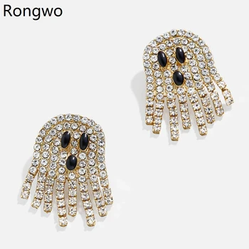 Rongwo, lijepe naušnice-roze duhova na Halloween, umetnut kristalima, pjenušava kvalitetna nakit, poklon za žene, trendi naušnice za djevojčice