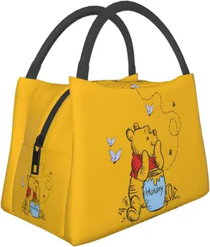 Ručak-boks slatka crtani medvjedom, velika prostrana usamljena torba za ланча za žene, torbe za piknik