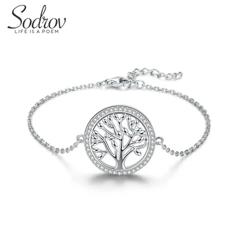 SODROV Lucky Jewelry 20 mm Cijele narukvica sa stabla života za žene, Narukvice sa stabla, Srebrne narukvice-lanac od nakita