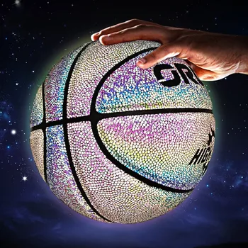 Standardne veličine 7, reflektirajućim košarkašku loptu od poliuretana, izdržljiva, высокоэластичный, za vježbanje u zatvorenom prostoru i na otvorenom, noćni igra sjajni košarka