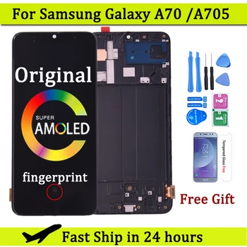 Super AMOLED Za Samsung Galaxy A70 A705/DS A705F LCD zaslon osjetljiv Na dodir Digitalizator Sklop A705FN A705GM LCD zaslon s okvirom