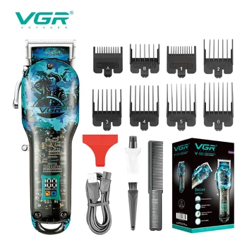 VGR Stroj za šišanje kose Profesionalni stroj za šišanje kose Punjiva stroj za šišanje kose Prozirne bežični podesiva šišanje za muškarce V-685