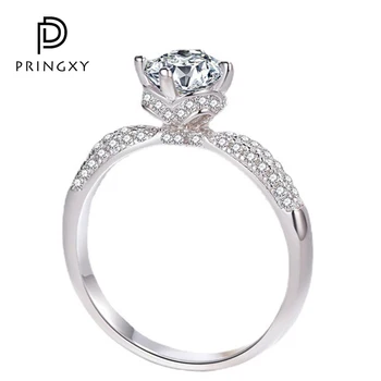 Vjenčani prsten PRINGXY 1 karat D Boja VVS1 муассанит Srebro 925 sterling s platinasti premazom Prsten za žene Nakit, Vjenčani