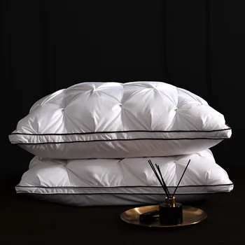 Zimske jastuci od bijele dlake dolje guska, vodootporan, 100% pamuk, pravokutni posteljina, 3D stil, jastuk za krevet Queen King, dar za spavanje