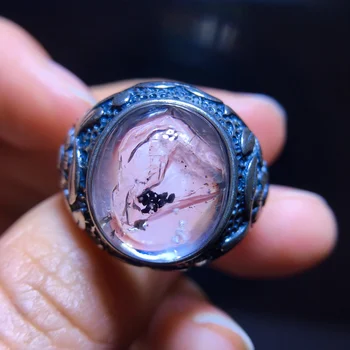 1 kom./lot prsten s kristalno od prirodnih žučnog mjehura Kapi vode crna зыбучий pijesak Blago 925 sterling srebra Podesive veličine jedinstveni