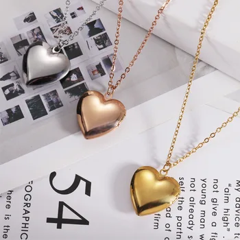 10 kom. ogrlica sa ovjes u obliku фотолокета, ogrlica s ovjesom u obliku srca od sjajnog inoxa za ženske modne 2023, nakit