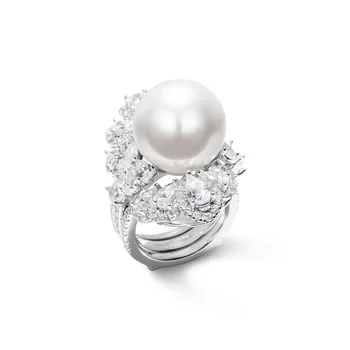 100% Prsten od srebra S925 uzorka s čistim biserima za žene, nakit od srebra 925 sterling, prsten s prirodnim biserima, nakit kutija