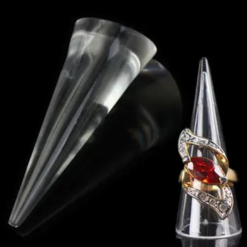 2 kom., kvalitetni prozirni akrilni stalak za конусообразных prstenova, držač za prstenje, plastični prsten, prikaz nakit, kupastog oblika oblik, prozirna