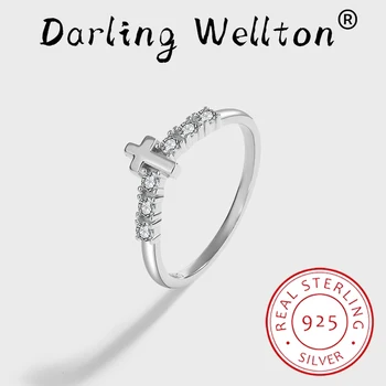 2023 NOVI klasični prsten s križem i dijamantima za žene Геометрия100% Originalni prsten od srebra za zaruka, svadbeni poklon, nakit