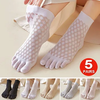5 pari čarapa s pet prstiju lot Meke ženske svakodnevne mrežaste fine čvrste zabavne Ljetne čarape