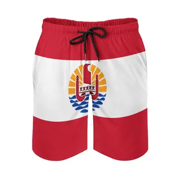 Anime plaža hlače Zastava Francuske Polinezije Slobodan elastične svakodnevne kreativne muške kratke hlače Košarkaške podesive vezice Prozračna Q
