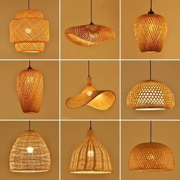 Bambus lusteri, retro-pastoralne lampe za čaj sobe Zen, kreativna svjetla, restoran, restoran, bambus ротанговый umjetnički abažur