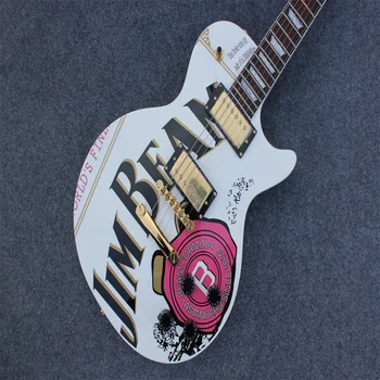 Besplatna dostava Obavlja u Kini, kvalitetna električna gitara LP, proizveden na red u Kini, bijela boja, zlatni okovi, 22 soundtrack