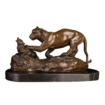Brončani art-dekor za lov na životinje, kip divljeg crnog leoparda, skulpture, figure životinja za uređenje doma
