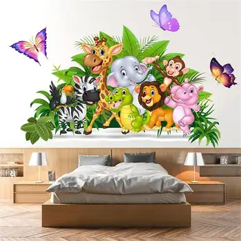 Dekoracija za dječju sobu, životinje, naljepnice za zidove, naljepnice u džungli, šuma veliki