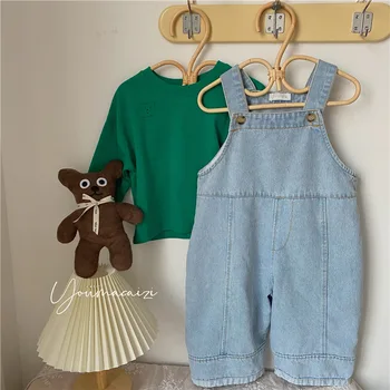 Dječja odjeća 2023 Proljetna odjeća Nove svijetle tregeri za dječake i djevojčice, Dječje traperice zatezanje u korejskom stilu djecu