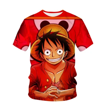 dječje čvrsta t-shirt u stilu Харадзюку s uzorkom Luffy za dječake i djevojčice, ljetna dječja majica s kratkim rukavima i 3D ispis za muškarce
