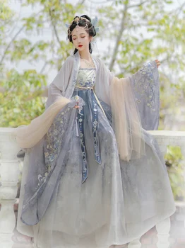Donje kineska tradicionalna haljina Hanfu, duga suknja, izvorni godišnji plavo odijelo u kineskom stilu, komplet od starih kostima Hanfus, moderne haljine