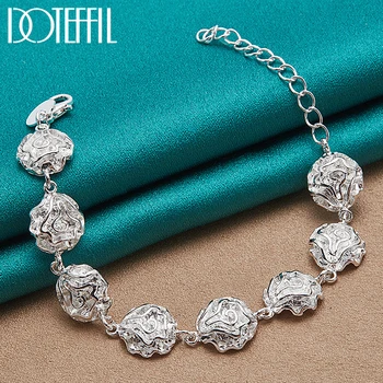 DOTEFFIL Narukvica-lanac od 925 sterling srebra sa ružom za žene, modne šarmantan ukras za zaruka, svadbene zurke