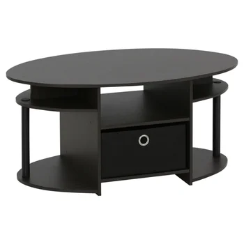 Furinno JAYA Jednostavan dizajn, ovalni stolić s patentnim, stolići od oraha drvo, stol za dnevni boravak, orah