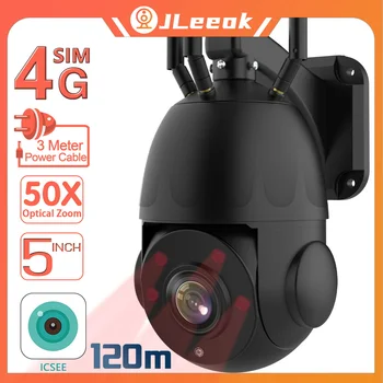 JLeeok 4K 8MP metalni 4G SIM skladište s 50 x optički zoom AI Praćenje osoba 120 M Noćni vid WIFI kamera za video nadzor iCSee